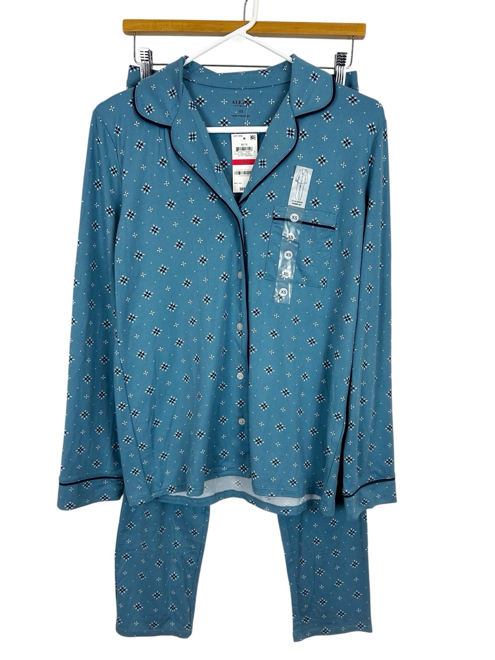 Alfani Blue Geomtric Printed Pajama Set Size X-Small
